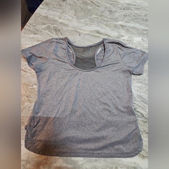 Sweet Choice Women’s Plus 1X Gray Mesh Back Activewear Tee Shirt Workout Top - Picture 8 of 9